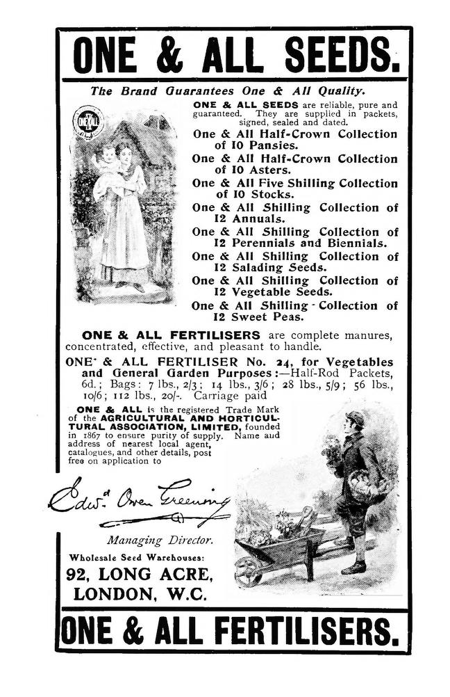 Seed Merchants, One & All Advert