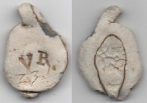 Cloth Seal, Cloth Worker's Personal Seal, Privy Mark, V P, 1500~1700