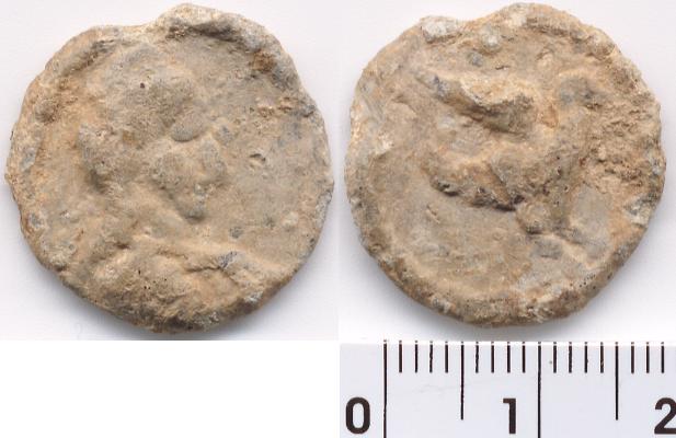 Roman Lead Token / Tesserae, Head, Bird