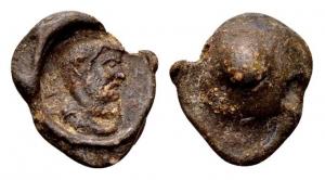 Roman Lead Seal, Man's head