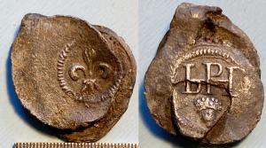 Cloth Seal, Unknown, Fleur-de-lis, Initials