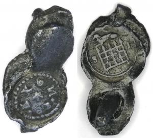 Cloth Seal, Exeter, Alnage, Lion on Inverted Portcullis